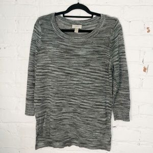 Loft Acrylic Knit Gray 3/4 Sleeve Sweater Large